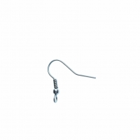 Earring hook with ball & coil, stainless steel, front loop, pair